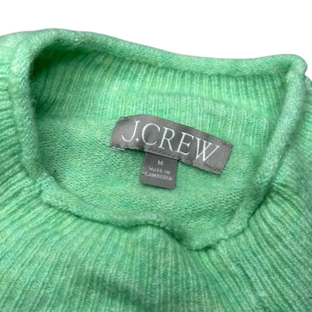 J.Crew Green Roll-Neck Supersoft Yarn Sweater Womens Sz Medium Alpaca Blend Knit